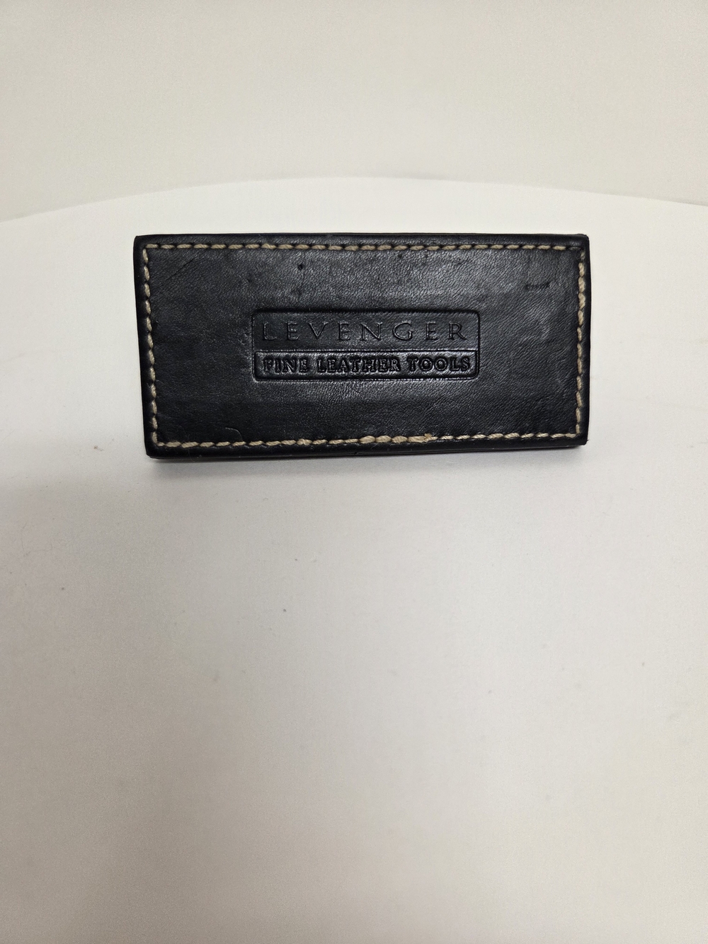 Vintage Levenger Fine Leather Tools Black Leather Desk Accessory Stand Holder